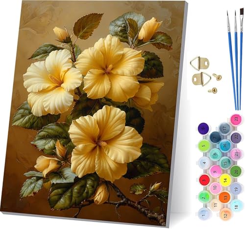 Malen Nach Zahlen Erwachsene Blume, Malen Nach Zahlen Pflanzen, DIY Handgemalt Ölgemälde Kit Mit 3 Pinseln und Acrylfarbe, Paint by Numbers Basteln Erwachsene, für Deko Wohnzimmer 100x135cm N-2778 von KUEGDUNG