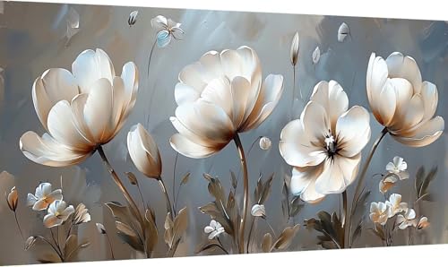Malen Nach Zahlen Erwachsene Blume, Malen Nach Zahlen Pflanzen, DIY Handgemalt Ölgemälde Leinwand Kits Mit Pinseln und Acrylfarbe, Paint by Numbers Adult Adult für Deko Wohnzimmer 40x70cm A-9472 von KUEGDUNG