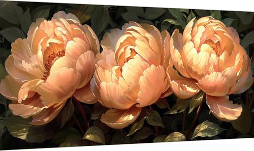 Malen Nach Zahlen Erwachsene Blume, Malen Nach Zahlen Pflanzen, DIY Handgemalt Ölgemälde Leinwand Kits Mit Pinseln und Acrylfarbe, Paint by Numbers Adult Adult für Deko Wohnzimmer 50x100cm F-6103 von KUEGDUNG