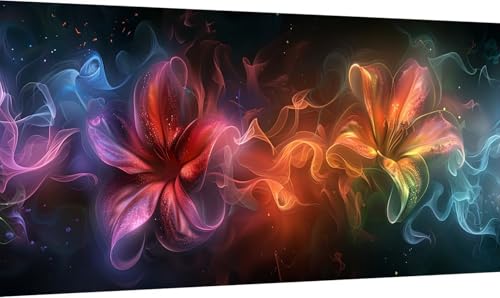 Malen Nach Zahlen Erwachsene Blume, Malen Nach Zahlen Psychedelisch, DIY Handgemalt Ölgemälde Leinwand Kits Mit Pinseln und Acrylfarbe, Paint by Numbers Adult für Deko Wohnzimmer 40x90cm 1-6334 von KUEGDUNG