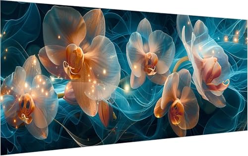 Malen Nach Zahlen Erwachsene Blume, Malen Nach Zahlen Psychedelisch, DIY Handgemalt Ölgemälde Leinwand Kits Mit Pinseln und Acrylfarbe, Paint by Numbers Adult für Deko Wohnzimmer 55x110cm U-4420 von KUEGDUNG