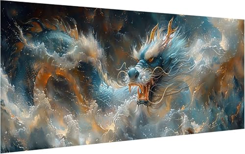 Malen Nach Zahlen Erwachsene Drachen, Malen Nach Zahlen Architektur, DIY Handgemalt Ölgemälde Leinwand Kits Mit Pinseln und Acrylfarbe, Paint by Numbers Adult für Deko Wohnzimmer 35x70cm 7-1752 von KUEGDUNG