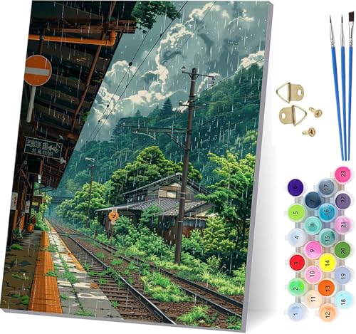 Malen Nach Zahlen Erwachsene Fisch, Malen Nach Zahlen Wald, DIY Set Erwachsene Mit 3 Pinseln und Acrylfarbe, Paint by Numbers für Deko Wohnzimmer und Wanddeko, Als Geschenke für Frauen 70x95cm 9-2456 von KUEGDUNG