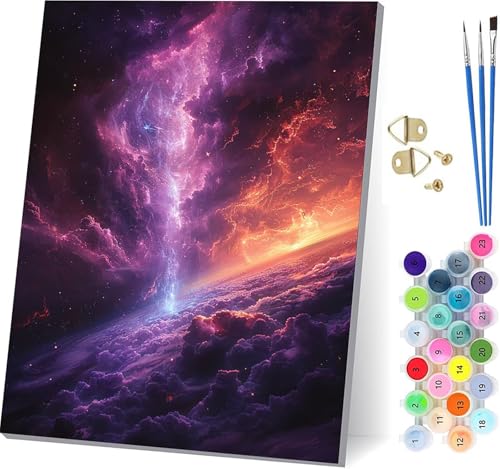 Malen Nach Zahlen Erwachsene Flamme, Malen Nach Zahlen Landschaft, DIY Handgemalt Ölgemälde Kit Mit 3 Pinseln und Acrylfarbe, Paint by Numbers Basteln Erwachsene, für Deko Wohnzimmer 70x95cm Q-4262 von KUEGDUNG