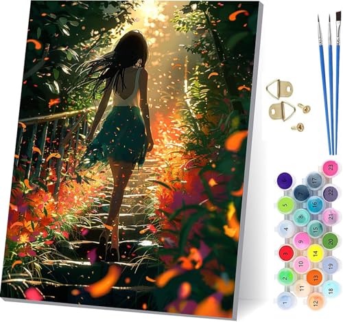 Malen Nach Zahlen Erwachsene Frau, Malen Nach Zahlen Pflanzen, DIY Handgemalt Ölgemälde Kit Mit 3 Pinseln und Acrylfarbe, Paint by Numbers Basteln Erwachsene, für Deko Wohnzimmer 70x95cm 5-9287 von KUEGDUNG