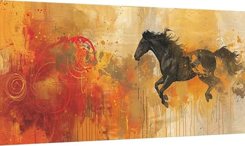 Malen Nach Zahlen Erwachsene Horse, Malen Nach Zahlen Tier, DIY Handgemalt Ölgemälde Leinwand Kits Mit Pinseln und Acrylfarbe, Paint by Numbers Adult für Deko Wohnzimmer Geschenke 50x100cm 7-1319 von KUEGDUNG
