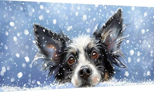 Malen Nach Zahlen Erwachsene Hund, Malen Nach Zahlen Tier, DIY Handgemalt Ölgemälde Leinwand Kits Mit Pinseln und Acrylfarbe, Paint by Numbers Adult für Deko Wohnzimmer und Zimmer Deko 50x100cm B-5304 von KUEGDUNG