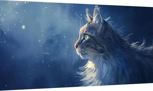 Malen Nach Zahlen Erwachsene Katze, Malen Nach Zahlen Tier, DIY Handgemalt Ölgemälde Leinwand Kits Mit Pinseln und Acrylfarbe, Paint by Numbers Adult für Deko Wohnzimmer Geschenke 60x120cm 2-2622 von KUEGDUNG