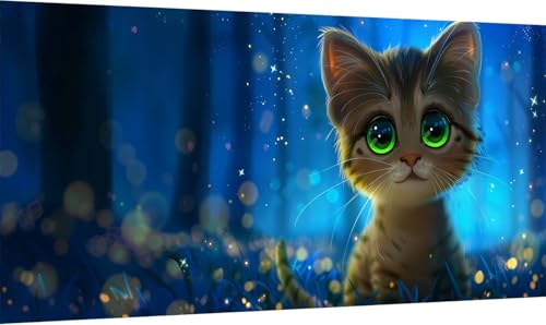 Malen Nach Zahlen Erwachsene Katze, Malen Nach Zahlen Tier, DIY Handgemalt Ölgemälde Leinwand Kits Mit Pinseln und Acrylfarbe, Paint by Numbers Adult für Deko Wohnzimmer und Zimmer Deko 30x60cm 5-7246 von KUEGDUNG