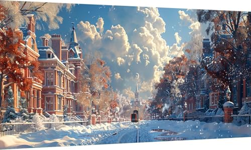 Malen Nach Zahlen Erwachsene Landschaft, Malen Nach Zahlen Stadt, DIY Handgemalt Ölgemälde Leinwand Kits Mit Pinseln und Acrylfarbe, Paint by Numbers Adult Adult für Deko Wohnzimmer 40x80cm O-1333 von KUEGDUNG
