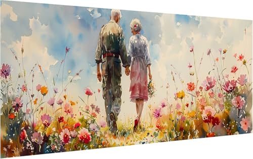 Malen Nach Zahlen Erwachsene Paar, Malen Nach Zahlen Blume, DIY Handgemalt Ölgemälde Leinwand Kits Mit Pinseln und Acrylfarbe, Paint by Numbers Adult für Deko Wohnzimmer Geschenke 55x110cm 2-7676 von KUEGDUNG