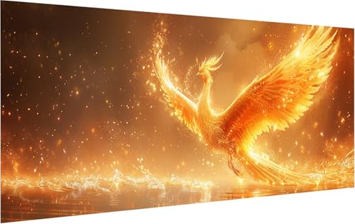 Malen Nach Zahlen Erwachsene PhöNix, Malen Nach Zahlen Vogel, DIY Handgemalt Ölgemälde Leinwand Kits Mit Pinseln und Acrylfarbe, Paint by Numbers Adult für Deko Wohnzimmer Geschenke 40x80cm Z-6347 von KUEGDUNG