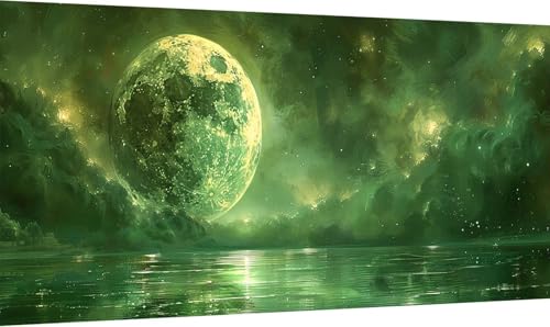 Malen Nach Zahlen Erwachsene Planet, Malen Nach Zahlen See, DIY Handgemalt Ölgemälde Leinwand Kits Mit Pinseln und Acrylfarbe, Paint by Numbers Adult für Deko Wohnzimmer Geschenke 60x120cm O-2632 von KUEGDUNG