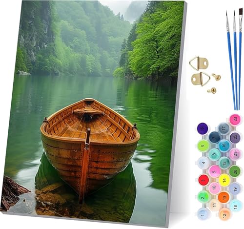 Malen Nach Zahlen Erwachsene Rivers, Malen Nach Zahlen Baum, DIY Handgemalt Ölgemälde Kit Mit 3 Pinseln und Acrylfarbe, Paint by Numbers Basteln Erwachsene, für Deko Wohnzimmer 70x95cm O-8291 von KUEGDUNG