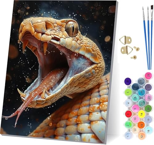 Malen Nach Zahlen Erwachsene Schlange, Malen Nach Zahlen Tier, DIY Set Erwachsene Mit 3 Pinseln und Acrylfarbe, Paint by Numbers für Deko Wohnzimmer und Wanddeko, Geschenke für Frauen 100x135cm 7-1493 von KUEGDUNG