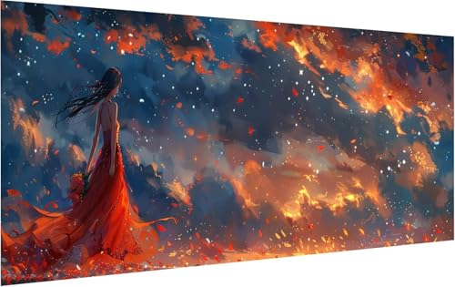 Malen Nach Zahlen Erwachsene Sonnenuntergang, Malen Nach Zahlen Frau, DIY Handgemalt Ölgemälde Leinwand Kits Mit Pinseln und Acrylfarbe, Paint by Numbers Adult für Deko Wohnzimmer 60x120cm 2-4779 von KUEGDUNG