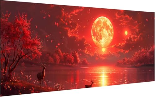 Malen Nach Zahlen Erwachsene Sonnenuntergang, Malen Nach Zahlen Landschaft, DIY Handgemalt Ölgemälde Leinwand Kits Mit Pinseln und Acrylfarbe, Paint by Numbers Adult für Deko Wohnzimmer 30x60cm 1-2939 von KUEGDUNG