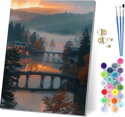 Malen Nach Zahlen Erwachsene Sonnenuntergang, Malen Nach Zahlen Landschaft, DIY Set Erwachsene Mit 3 Pinseln und Acrylfarbe, Paint by Numbers für Deko Wohnzimmer, Geschenke für Frauen 100x135cm H-6563 von KUEGDUNG