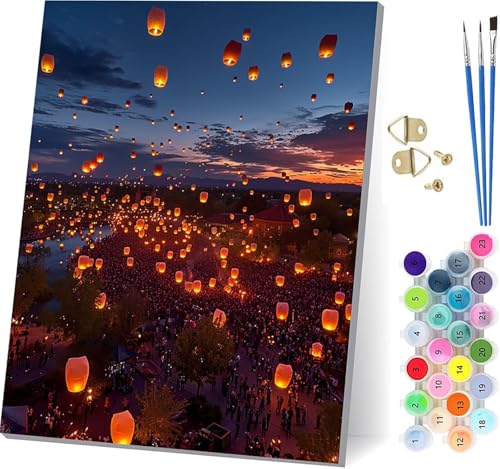 Malen Nach Zahlen Erwachsene Sonnenuntergang, Malen Nach Zahlen Landschaft, DIY Set Erwachsene Mit 3 Pinseln und Acrylfarbe, Paint by Numbers für Deko Wohnzimmer, Geschenke für Frauen 70x95cm F-2991 von KUEGDUNG