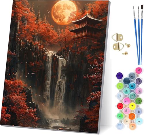 Malen Nach Zahlen Erwachsene StüRze, Malen Nach Zahlen Baum, DIY Handgemalt Ölgemälde Kit Mit 3 Pinseln und Acrylfarbe, Paint by Numbers Basteln Erwachsene, für Deko Wohnzimmer 70x95cm Y-3632 von KUEGDUNG