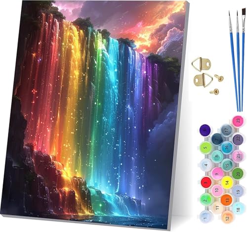 Malen Nach Zahlen Erwachsene StüRze, Malen Nach Zahlen Sonnenuntergang, DIY Set Erwachsene Mit 3 Pinseln und Acrylfarbe, Paint by Numbers für Deko Wohnzimmer und Wanddeko, Geschenke 60x80cm 0-4210 von KUEGDUNG