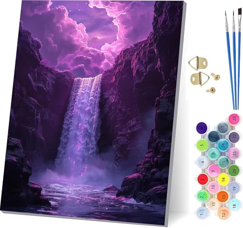 Malen Nach Zahlen Erwachsene StüRze, Malen Nach Zahlen Wolke, DIY Set Erwachsene Mit 3 Pinseln und Acrylfarbe, Paint by Numbers für Deko Wohnzimmer und Wanddeko, Geschenke für Frauen 80x110cm M-6219 von KUEGDUNG