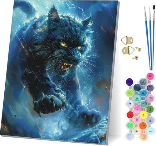Malen Nach Zahlen Erwachsene Tier, Malen Nach Zahlen Leopard, DIY Handgemalt Ölgemälde Kit Mit 3 Pinseln und Acrylfarbe, Paint by Numbers Basteln Erwachsene, für Deko Wohnzimmer 80x110cm 0-1526 von KUEGDUNG