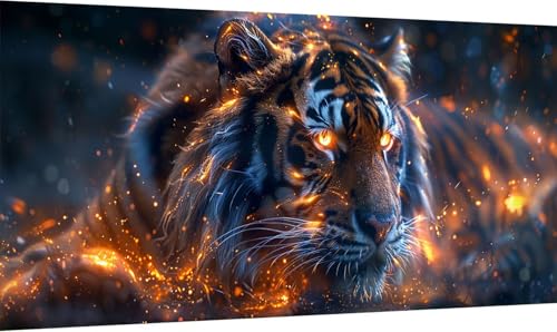 Malen Nach Zahlen Erwachsene Tiger, Malen Nach Zahlen Tier, DIY Handgemalt Ölgemälde Leinwand Kits Mit Pinseln und Acrylfarbe, Paint by Numbers Adult für Deko Wohnzimmer Geschenke 50x100cm 4-9934 von KUEGDUNG