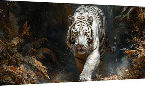 Malen Nach Zahlen Erwachsene Tiger, Malen Nach Zahlen Tier, DIY Handgemalt Ölgemälde Leinwand Kits Mit Pinseln und Acrylfarbe, Paint by Numbers Adult für Deko Wohnzimmer Geschenke 60x120cm 2-2283 von KUEGDUNG