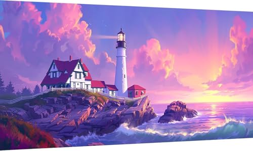 Malen Nach Zahlen Erwachsene Wasserturm, Malen Nach Zahlen Landschaft, DIY Handgemalt Ölgemälde Leinwand Kits Mit Pinseln und Acrylfarbe, Paint by Numbers Adult für Deko Wohnzimmer 60x120cm 7-2496 von KUEGDUNG