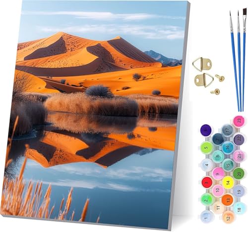 Malen Nach Zahlen Erwachsene WüSte, Malen Nach Zahlen Rivers, DIY Set Erwachsene Mit 3 Pinseln und Acrylfarbe, Paint by Numbers für Deko Wohnzimmer und Wanddeko, Geschenke für Frauen 80x110cm 8-5575 von KUEGDUNG