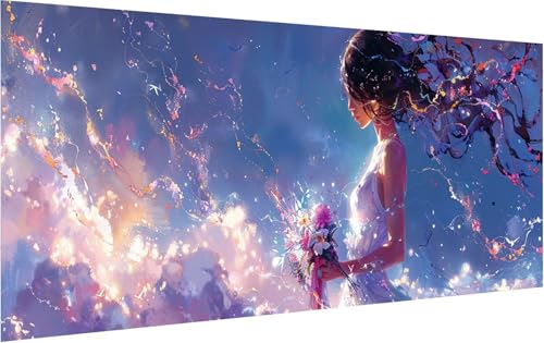 Malen Nach Zahlen Frau, Malen Nach Zahlen Erwachsene Blume, DIY Set Erwachsene Mit Pinseln und Acrylfarbe, Paint by Numbers für Deko Wohnzimmer und Zimmer Deko, Geschenke für Frauen 30x60cm 1-5928 von KUEGDUNG
