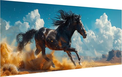 Malen Nach Zahlen Horse, Malen Nach Zahlen Erwachsene WüSte, DIY Set Erwachsene Mit Pinseln und Acrylfarbe, Paint by Numbers für Deko Wohnzimmer und Zimmer Deko, Geschenke für Frauen 40x80cm 7-3583 von KUEGDUNG