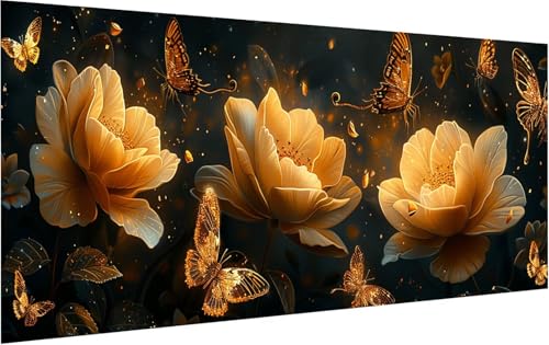 Malen Nach Zahlen Schmetterling, Malen Nach Zahlen Erwachsene Blume, DIY Set Erwachsene Mit Pinseln und Acrylfarbe, Paint by Numbers für Deko Wohnzimmer und Zimmer Deko Geschenke 30x60cm 1-6066 von KUEGDUNG