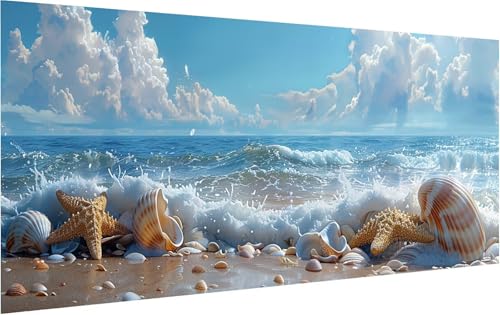 Malen Nach Zahlen Strand, Malen Nach Zahlen Erwachsene Ozean, DIY Set Erwachsene Mit Pinseln und Acrylfarbe, Paint by Numbers für Deko Wohnzimmer und Zimmer Deko, Geschenke für Frauen 40x70cm B-6570 von KUEGDUNG