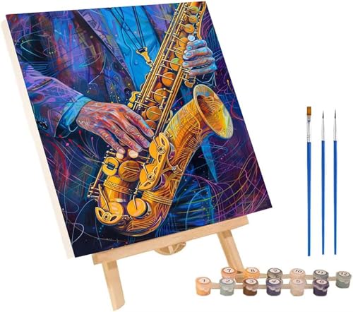 Mann Malen Nach Zahlen Erwachsene mit Rahmen, Malen Nach Zahlen Musikinstrumente, DIY Set Erwachsene, Paint by Numbers Set mit Pinseln und Acrylfarben, Deko Wohnzimmer Geschenke 100x135cm K-2685 von KUEGDUNG