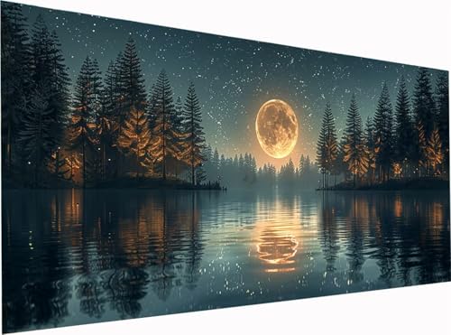 Mond Diamond Painting Erwachsene Groß XXL 300x100cm, 5D Diamant Painting Bilder Sternenhimmel, DIY Stickerei Cross Stickerei Bastelset Erwachsene, Full Drill Diamant Malerei für Deko Wohnzimmer 6-6212 von KUEGDUNG