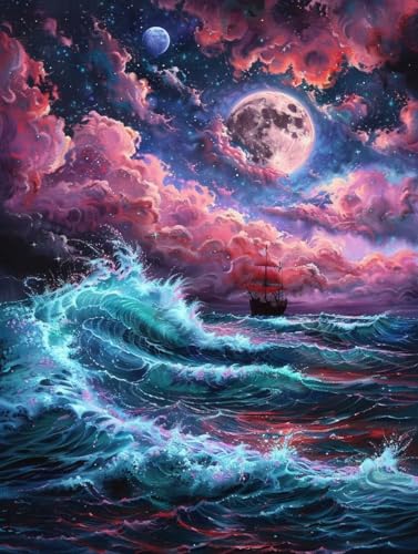 Mond Malen Nach Zahlen Erwachsene, Landschaft Malen Nach Zahlen, DIY Handgemalt Ölgemälde Kit Mit 3 Pinseln und Acrylfarbe, Paint by Numbers Bastelset Erwachsene für Deko Wohnzimmer 90x120cm C-7966 Mond Malen Nach Zahlen Erwachsene, Landschaft Malen Nach Zahlen, DIY Handgemalt Ölgemälde Kit Mit 3 Pinseln und Acrylfarbe, Paint by Numbers Bastelset Erwachsene für Deko Wohnzimmer 90x120cm C-7966 von KUEGDUNG