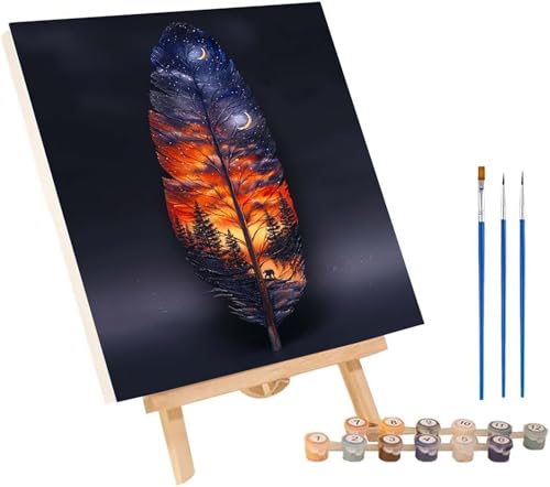 Mond Malen Nach Zahlen Erwachsene mit Rahmen, Malen Nach Zahlen Abstrakt, DIY Set Erwachsene, Paint by Numbers Set mit Pinseln und Acrylfarben, Deko Wohnzimmer, Geschenke für Frauen 40x50cm B-4351 von KUEGDUNG