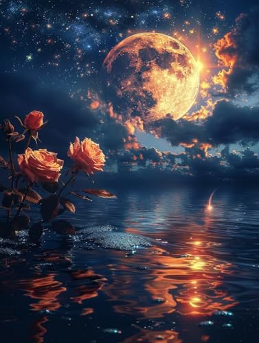 Mond Malen Nach Zahlen Erwachsene mit Rahmen, Malen Nach Zahlen Blume, DIY Set Erwachsene, Paint by Numbers Set mit Pinseln und Acrylfarben, Deko Wohnzimmer, Geschenke für Frauen 100x135cm O-2941 Mond Malen Nach Zahlen Erwachsene mit Rahmen, Malen Nach Zahlen Blume, DIY Set Erwachsene, Paint by Numbers Set mit Pinseln und Acrylfarben, Deko Wohnzimmer, Geschenke für Frauen 100x135cm O-2941 von KUEGDUNG