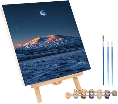 Mond Malen Nach Zahlen Erwachsene mit Rahmen, Malen Nach Zahlen Landschaft, DIY Set Erwachsene, Paint by Numbers Set mit Pinseln und Acrylfarben, Deko Wohnzimmer, Geschenke für Frauen 100x130cm F-2482 von KUEGDUNG