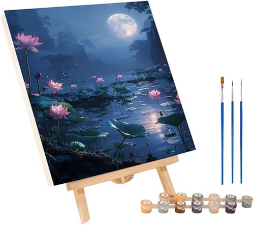 Mond Malen Nach Zahlen Erwachsene mit Rahmen, Malen Nach Zahlen Teich, DIY Set Erwachsene, Paint by Numbers Set mit Pinseln und Acrylfarben, Deko Wohnzimmer, Geschenke für Frauen 100x135cm 8-8283 Mond Malen Nach Zahlen Erwachsene mit Rahmen, Malen Nach Zahlen Teich, DIY Set Erwachsene, Paint by Numbers Set mit Pinseln und Acrylfarben, Deko Wohnzimmer, Geschenke für Frauen 100x135cm 8-8283 von KUEGDUNG