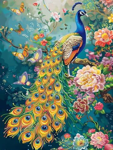 Pfau Malen Nach Zahlen Erwachsene, Blume Malen Nach Zahlen, DIY Handgemalt Ölgemälde Kit Mit 3 Pinseln und Acrylfarbe, Paint by Numbers Bastelset Erwachsene für Deko Wohnzimmer 100x130cm A-9363 Pfau Malen Nach Zahlen Erwachsene, Blume Malen Nach Zahlen, DIY Handgemalt Ölgemälde Kit Mit 3 Pinseln und Acrylfarbe, Paint by Numbers Bastelset Erwachsene für Deko Wohnzimmer 100x130cm A-9363 von KUEGDUNG