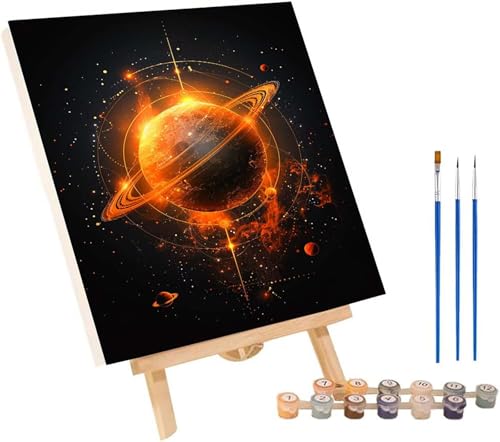 Planet Malen Nach Zahlen Erwachsene mit Rahmen, Malen Nach Zahlen Abstrakt, DIY Set Erwachsene, Paint by Numbers Set mit Pinseln und Acrylfarben, Deko Wohnzimmer, Geschenke für Frauen 100x130cm N-5532 von KUEGDUNG