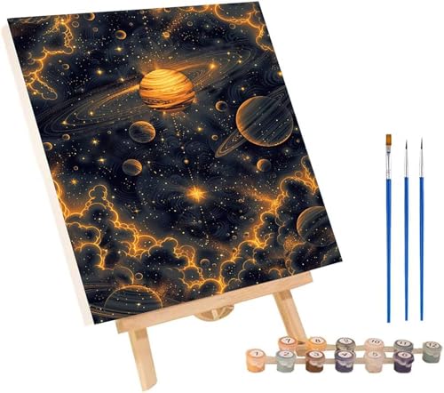 Planet Malen Nach Zahlen Erwachsene mit Rahmen, Malen Nach Zahlen Abstrakt, DIY Set Erwachsene, Paint by Numbers Set mit Pinseln und Acrylfarben, Deko Wohnzimmer, Geschenke für Frauen 100x135cm 4-9979 von KUEGDUNG