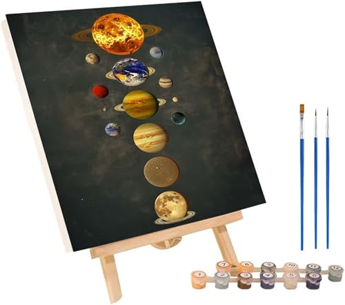 Planet Malen Nach Zahlen Erwachsene mit Rahmen, Malen Nach Zahlen Abstrakt, DIY Set Erwachsene, Paint by Numbers Set mit Pinseln und Acrylfarben, Deko Wohnzimmer, Geschenke für Frauen 30x40cm S-1956 von KUEGDUNG