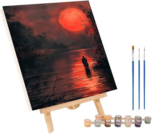 Rivers Malen Nach Zahlen Erwachsene mit Rahmen, Malen Nach Zahlen Sonne, DIY Set Erwachsene, Paint by Numbers Set mit Pinseln und Acrylfarben, Deko Wohnzimmer, Geschenke für Frauen 50x65cm O-4576 von KUEGDUNG