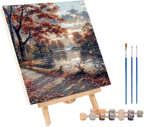 Rivers Malen Nach Zahlen Erwachsene mit Rahmen, Malen Nach Zahlen Wald, DIY Set Erwachsene, Paint by Numbers Set mit Pinseln und Acrylfarben, Deko Wohnzimmer, Geschenke für Frauen 30x40cm 5-4284 von KUEGDUNG