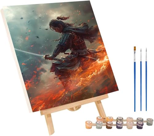 Samurai Malen Nach Zahlen Erwachsene mit Rahmen, Malen Nach Zahlen Flamme, DIY Set Erwachsene, Paint by Numbers Set mit Pinseln und Acrylfarben, Deko Wohnzimmer, Geschenke für Frauen 50x65cm E-4898 Samurai Malen Nach Zahlen Erwachsene mit Rahmen, Malen Nach Zahlen Flamme, DIY Set Erwachsene, Paint by Numbers Set mit Pinseln und Acrylfarben, Deko Wohnzimmer, Geschenke für Frauen 50x65cm E-4898 von KUEGDUNG