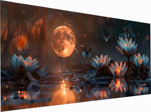 Schmetterling Diamond Painting Erwachsene Groß XXL 300x100cm, 5D Diamant Painting Bilder Blume, DIY Stickerei Cross Stickerei Bastelset Erwachsene, Diamant Malerei für Deko Wohnzimmer Geschenke 7-2567 von KUEGDUNG